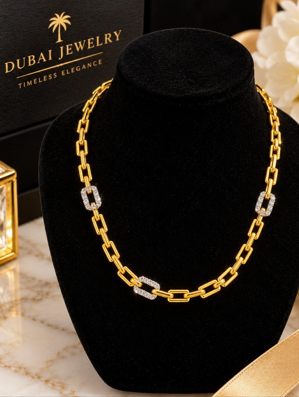 21kgp Dubai Jewelry - Elegant Gold and Silver Necklace